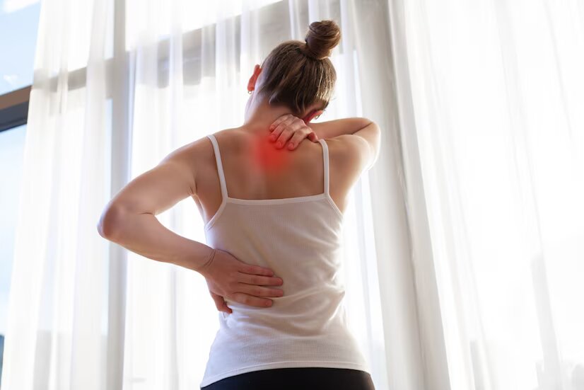 Person with chronic neck and back pain and inflammatory stiffness